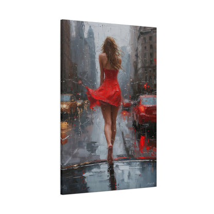 Red Dress under Rain